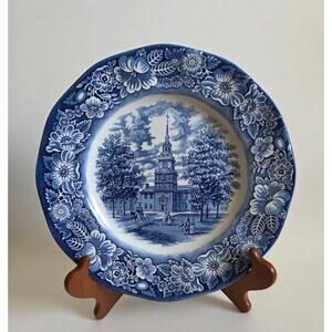 Liberty Blue Independence Hall Dinner Plate Staffordshire Ironstone
